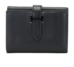 Hermes Bearn Compact Wallet, Leather, Black, B (2023), 2*